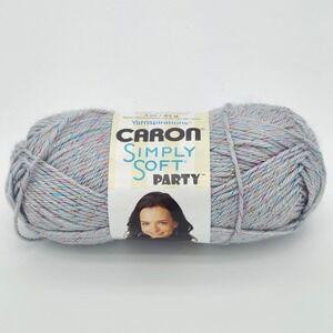 Caron Simply Soft Party Yarn 1 Skein of #0008 Silver SPARKLE #4 Medium 3 oz